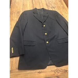 Brooks Brothers Blazer Size 44L Wool Navy Blue Gold Buttons Sports Coat Jacket
